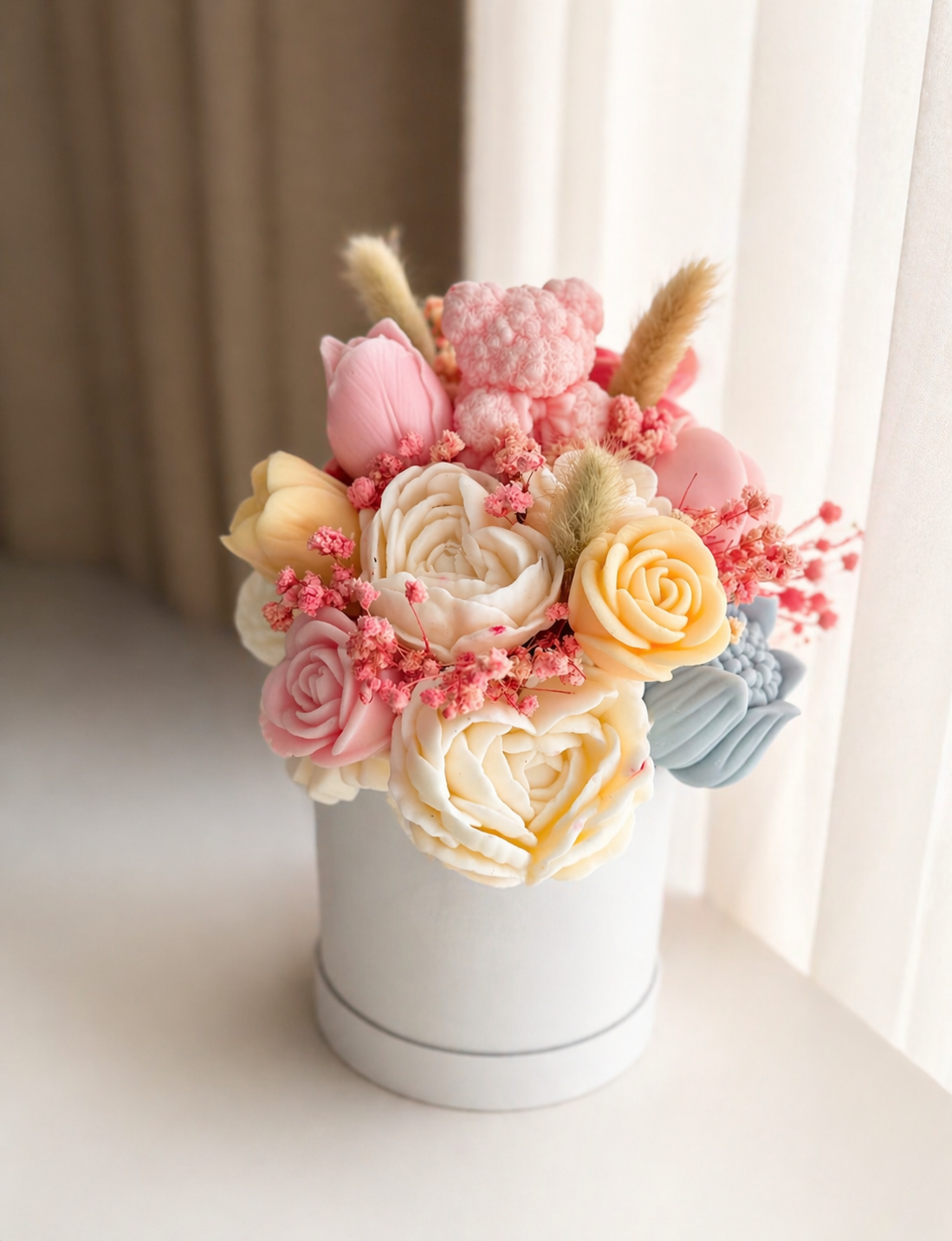 Soleil Candle Collections Mother's Day Candle Bouquet featuring a colorful arrangement of scented candles in decorative holders