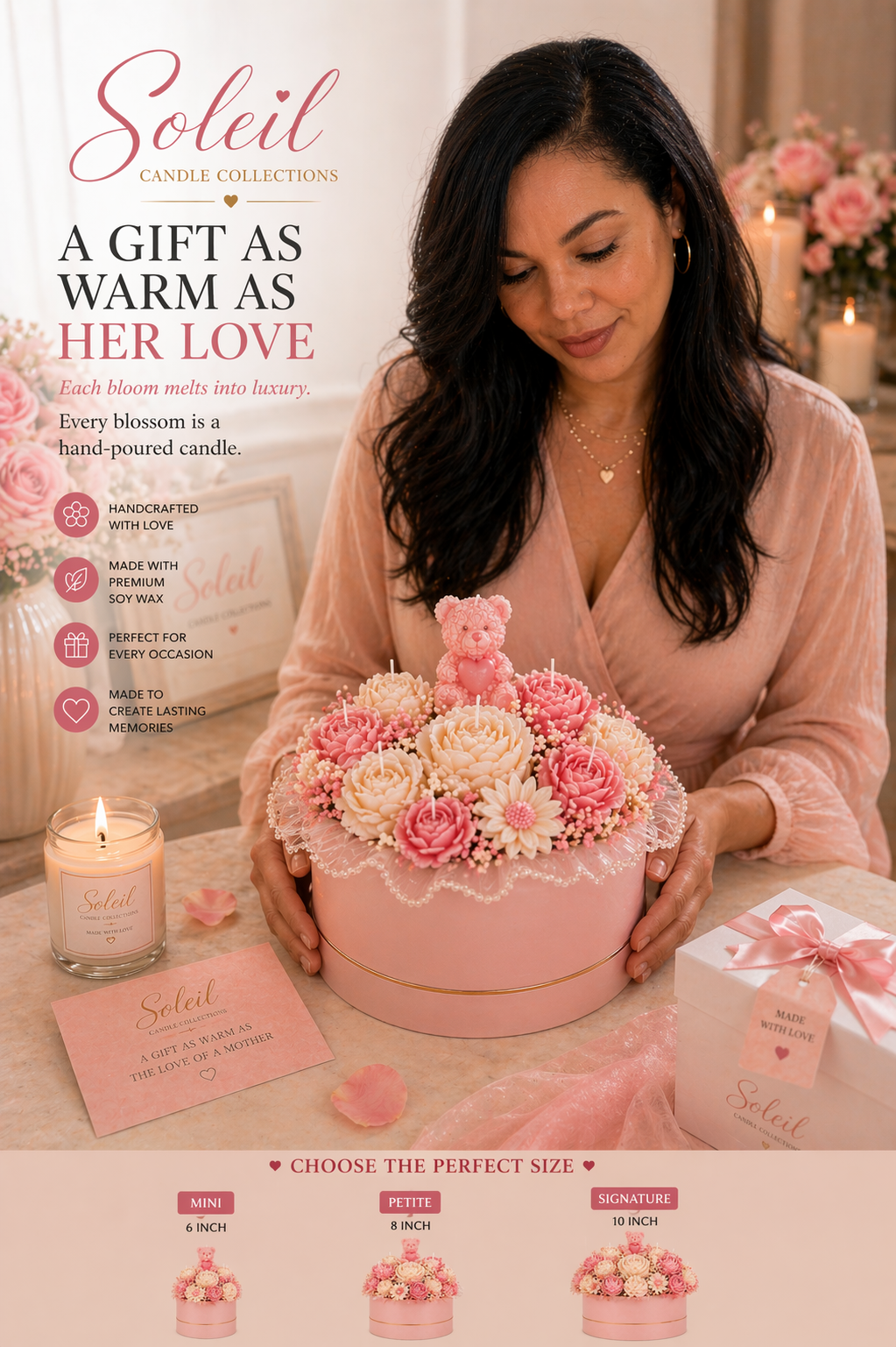 Soleil Candle Collections Mother's Day Candle Bouquet featuring a colorful arrangement of decorative candles in a floral display