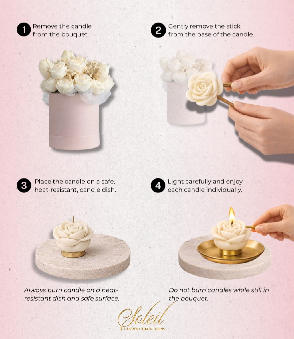 Sorority-inspired candle bouquet from Soleil Candle Collections featuring multiple decorative candles in a floral arrangement.